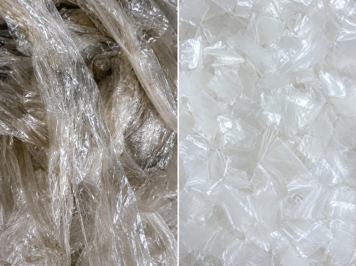 廃プラスチックの洗浄前後